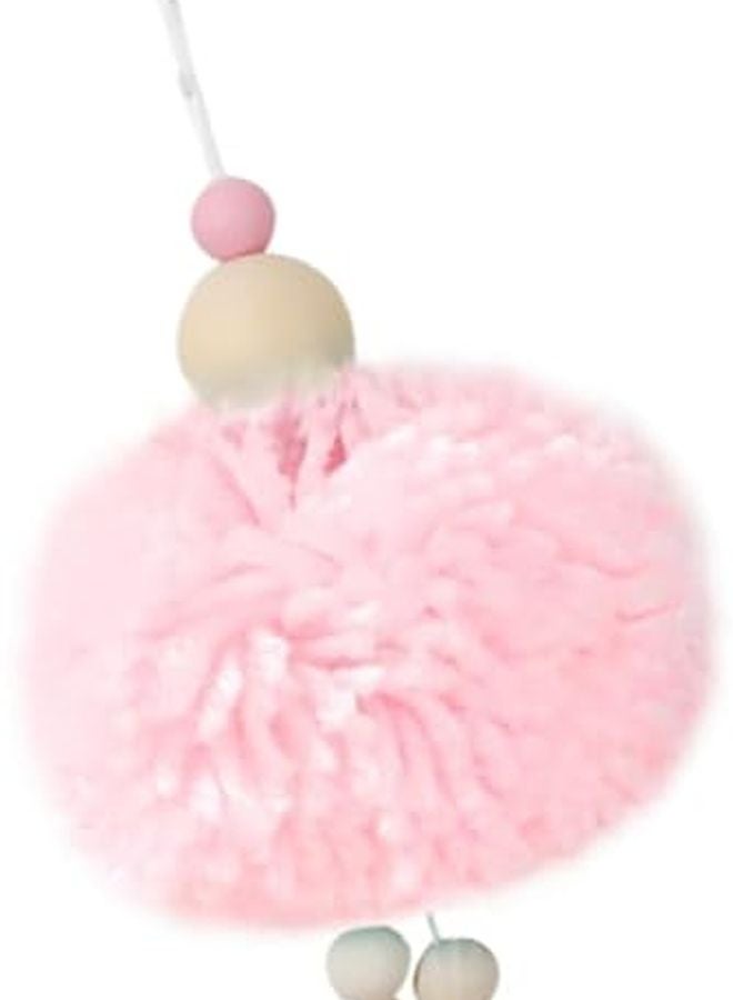 Handmade Wood Bead Fur Pendant Nursery Decor Photo Prop Shower Decoration White - Image 1